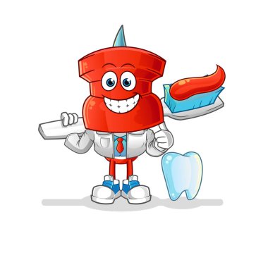 push pin head cartoon dentist illustration. character vector
