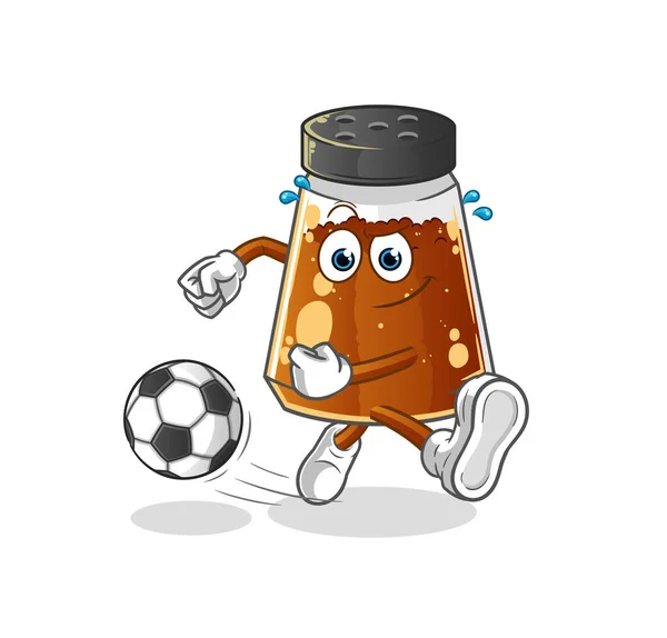 Pepper Powder Kicking Ball Cartoon Cartoon Mascot Vector — ストックベクタ
