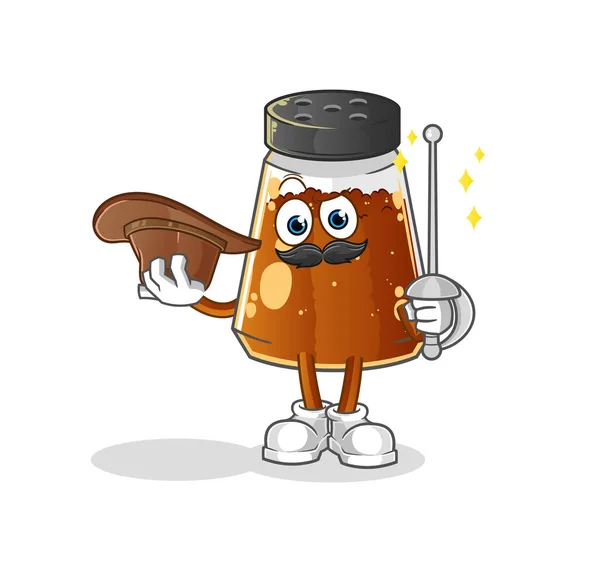 Pepper Powder Fencer Character Cartoon Mascot Vector - Stok Vektor