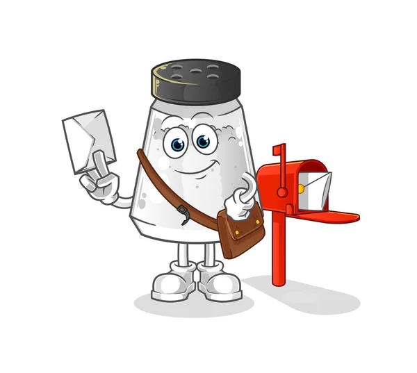 Salt Shaker Postman Vector Cartoon Character — Stock Vector