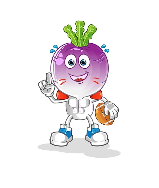 Turnip Head Cartoon Playing Rugby Character Cartoon Vector — ストックベクタ