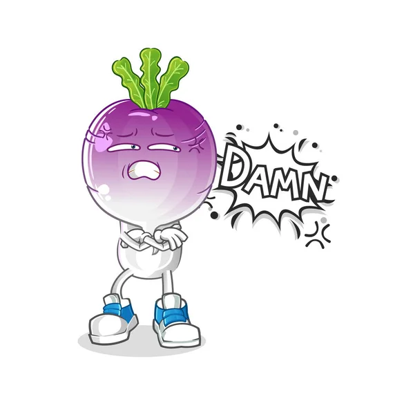 Turnip Head Cartoon Very Pissed Illustration Character Vector — Vetor de Stock