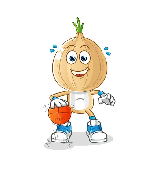 Garlic Head Cartoon Dribble Basketball Character Cartoon Vector — Stock Vector