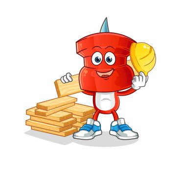 push pin head cartoon builder vector. cartoon character