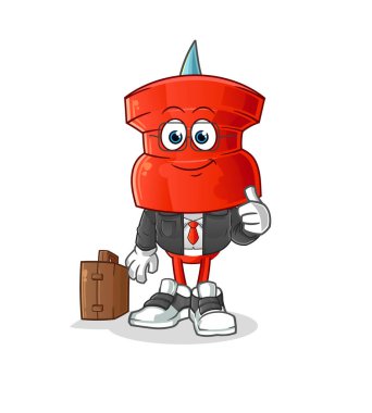push pin head cartoon office worker mascot. cartoon vector
