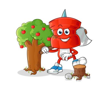 push pin head cartoon Carpenter illustration. character vector