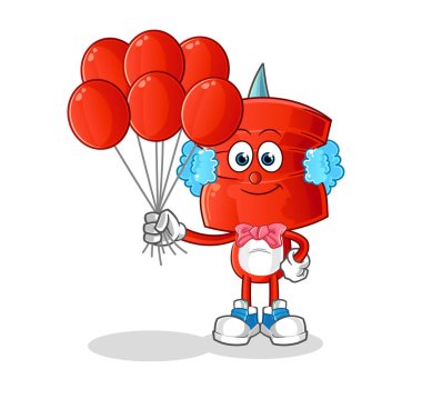 push pin head cartoon clown with balloons vector. cartoon character