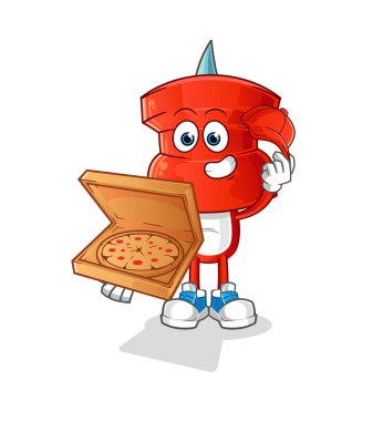 push pin head cartoon pizza delivery boy vector. cartoon character
