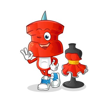 push pin head cartoon fashion designer vector. cartoon character