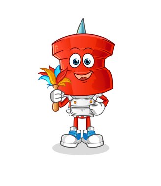 push pin head cartoon maid mascot. cartoon vector