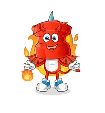 push pin head cartoon demon with wings character. cartoon vector