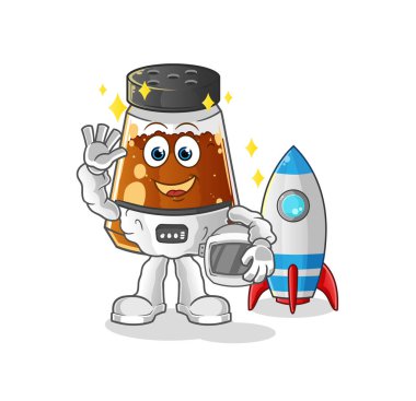pepper powder astronaut waving character. cartoon mascot vector