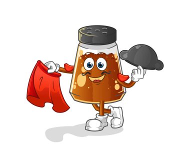 pepper powder matador with red cloth illustration. character vector