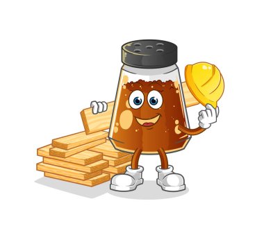 pepper powder builder vector. cartoon character