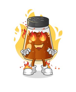 pepper powder on fire mascot. cartoon vector