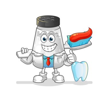 salt shaker dentist illustration. character vector
