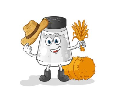 salt shaker farmer mascot. cartoon vector