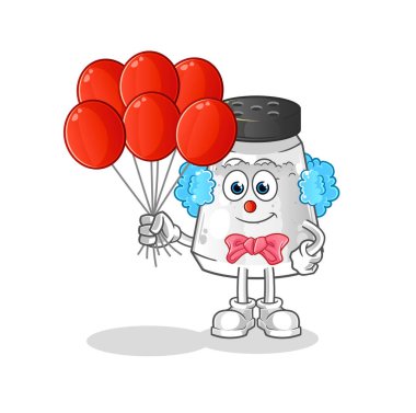 salt shaker clown with balloons vector. cartoon character