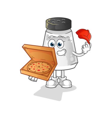 salt shaker pizza delivery boy vector. cartoon character
