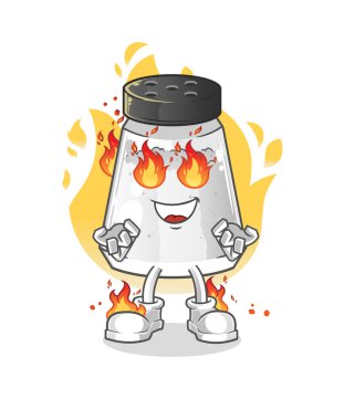 salt shaker on fire mascot. cartoon vector