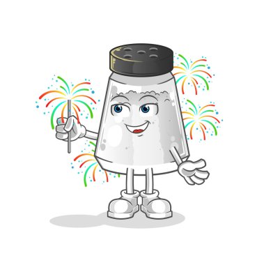 salt shaker with fireworks mascot. cartoon vector