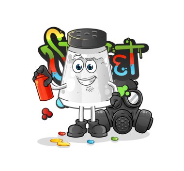 salt shaker graffiti artist vector. cartoon character