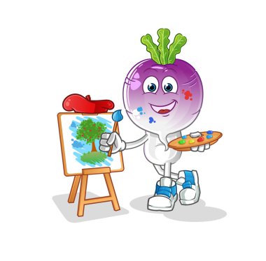 turnip head cartoon artist mascot. cartoon vector