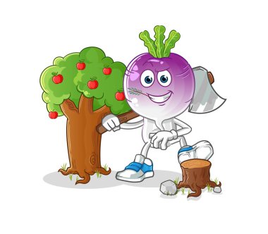 turnip head cartoon Carpenter illustration. character vector