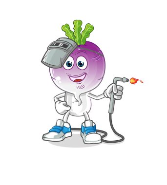 turnip head cartoon welder mascot. cartoon vector