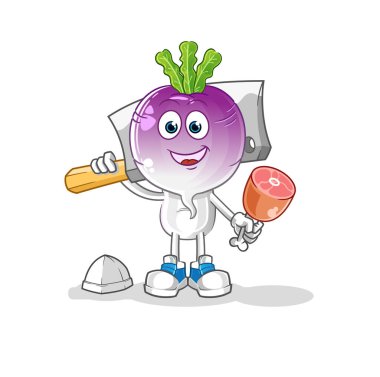 turnip head cartoon Butcher illustration. character vector