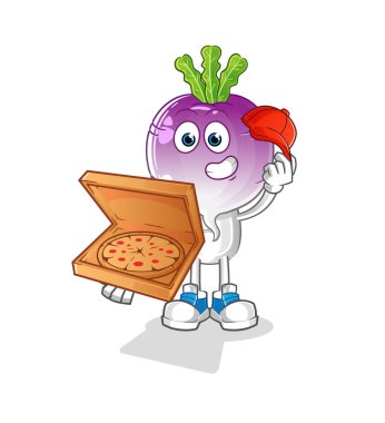 turnip head cartoon pizza delivery boy vector. cartoon character