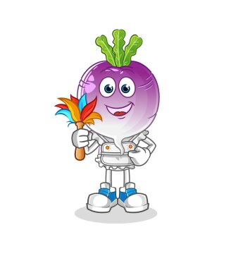 turnip head cartoon maid mascot. cartoon vector
