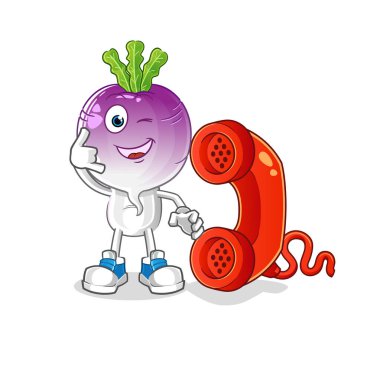 turnip head cartoon call mascot. cartoon vector