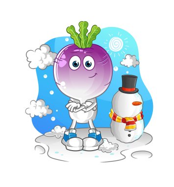 turnip head cartoon in cold winter character. cartoon vector