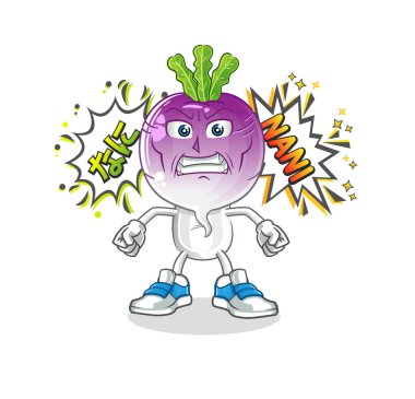 turnip head cartoon anime angry vector. cartoon character