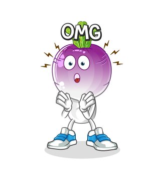 turnip head cartoon Oh my God vector. cartoon character