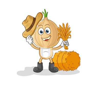 garlic head cartoon farmer mascot. cartoon vector