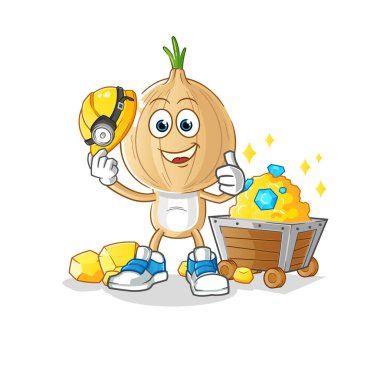 garlic head cartoon miner with gold character. cartoon vector
