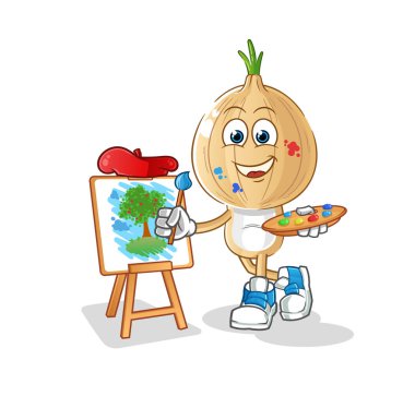 garlic head cartoon artist mascot. cartoon vector