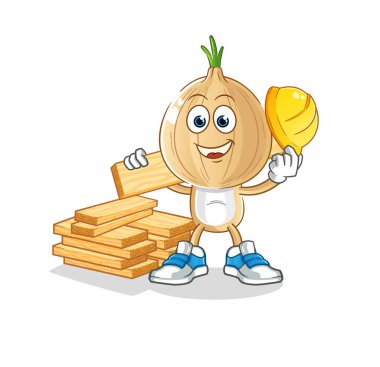 garlic head cartoon builder vector. cartoon character