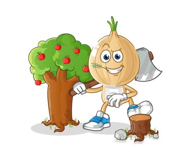 garlic head cartoon Carpenter illustration. character vector