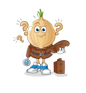 garlic head cartoon detective vector. cartoon character