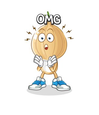 garlic head cartoon Oh my God vector. cartoon character