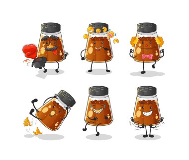 pepper powder comedy set character. cartoon mascot vector