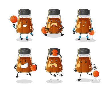 pepper powder basketball player group character. mascot vector