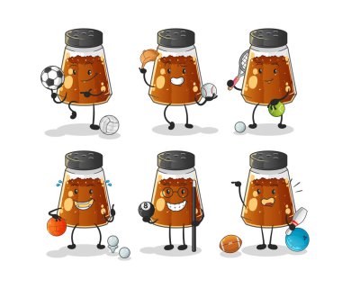 pepper powder sport set character. cartoon mascot vector