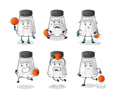 salt shaker basketball player group character. mascot vector