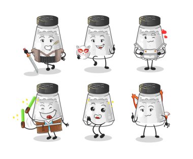 salt shaker japanese culture group character. mascot vector
