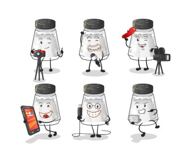 salt shaker technology group character. cartoon mascot vector