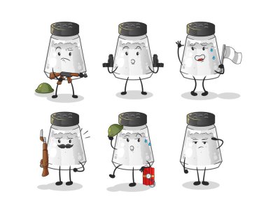 salt shaker troops character. cartoon mascot vector